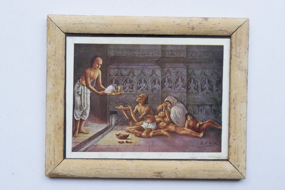 Saint Wise Man Rare Collectible Old Art Print in Old Wooden Frame India #3276