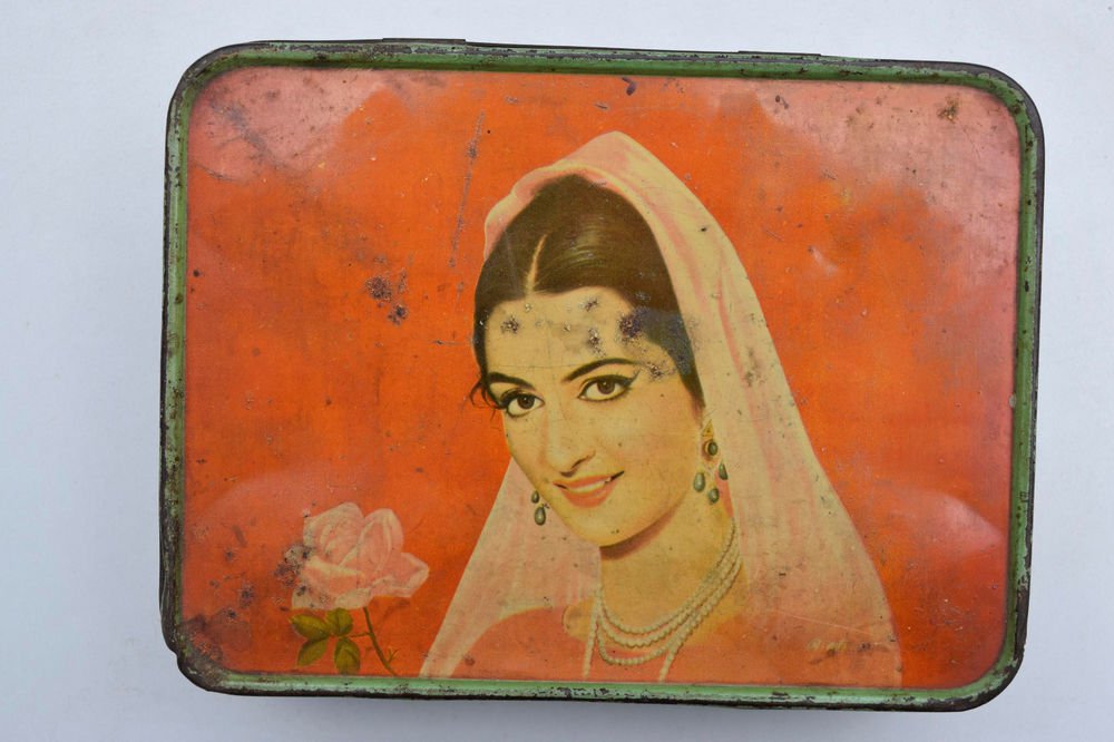 Old Sweets Tin Box, Rare Collectible Litho Printed Tin Boxes India #1467