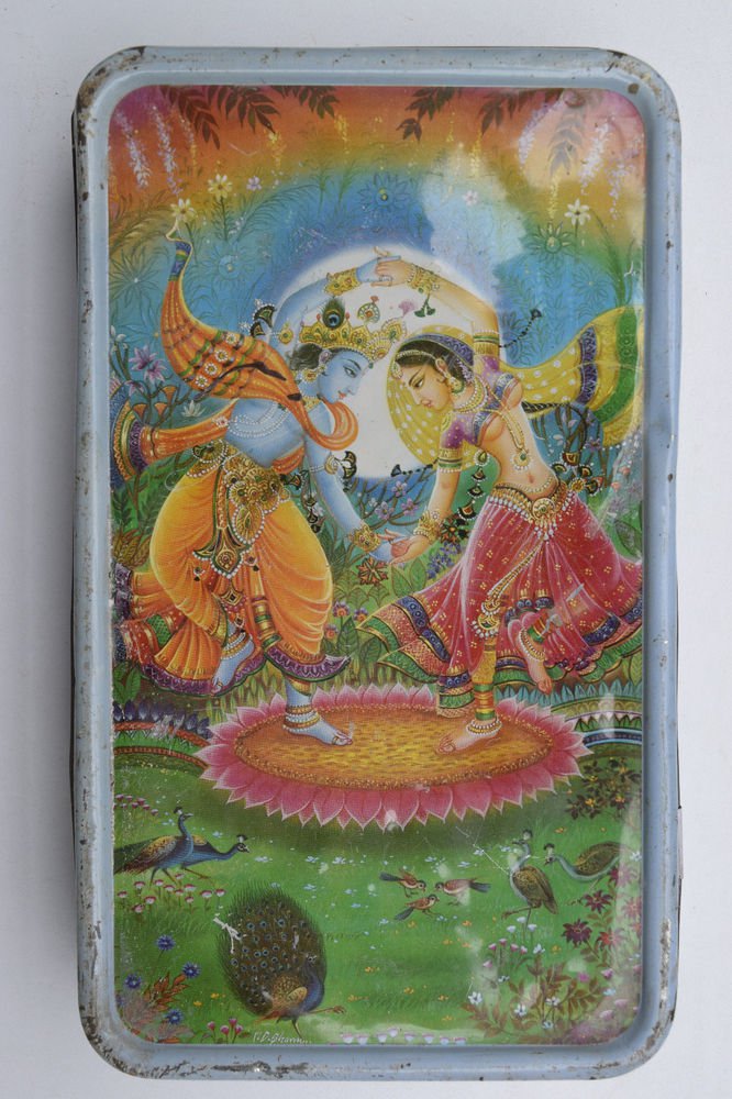 Old Sweets Tin Box, Rare Collectible Litho Printed Tin Boxes India #1444