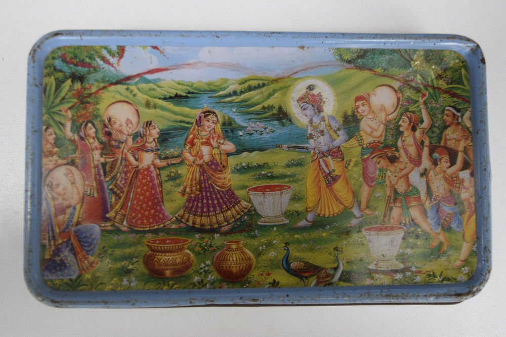 Old Sweets Tin Box, Rare Collectible Litho Printed Tin Boxes India #1436