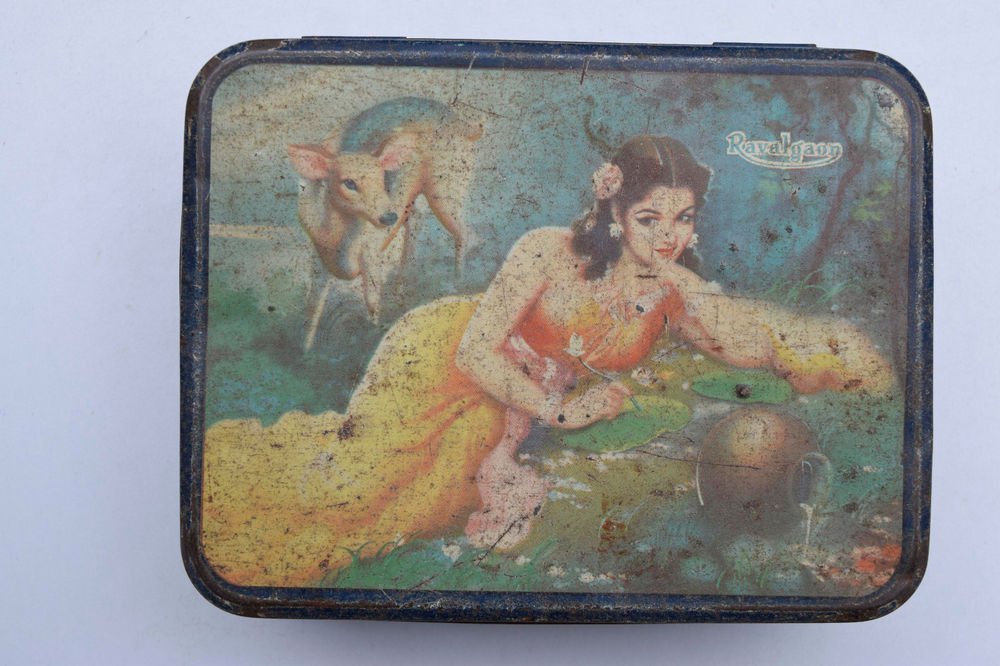 Old Sweets Tin Box, Rare Collectible Litho Printed Tin Boxes India #1465