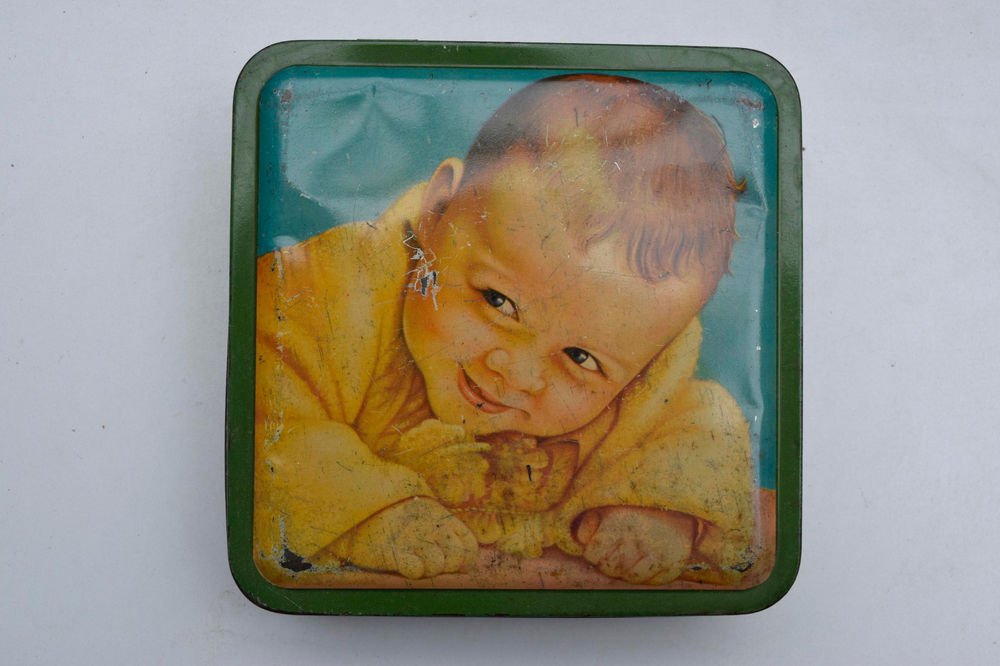 Old Sweets Tin Box, Rare Collectible Litho Printed Tin Boxes India #1475