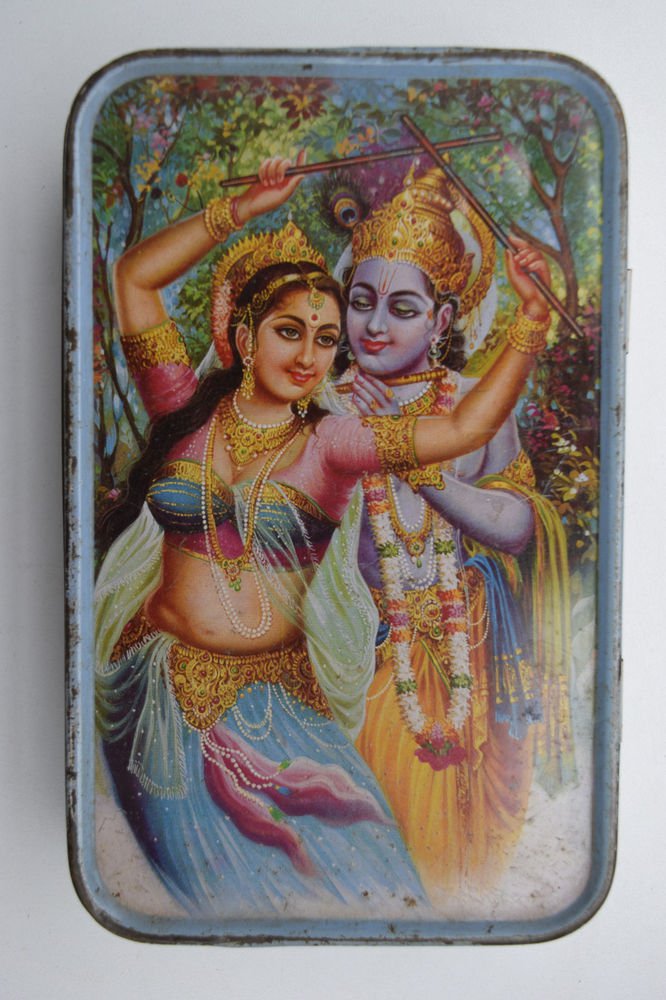 Old Sweets Tin Box, Rare Collectible Litho Printed Tin Boxes India #1438