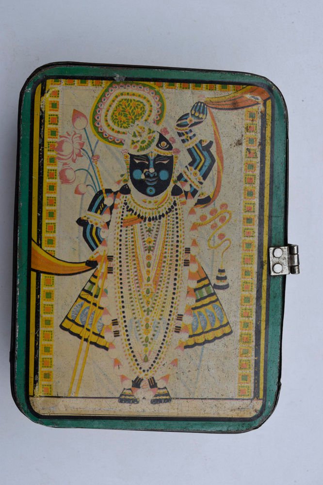 Old Sweets Tin Box, Rare Collectible Litho Printed Tin Boxes India #1462