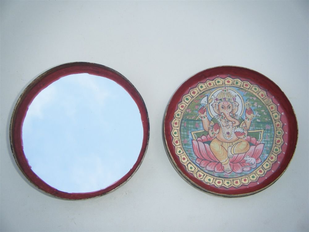 GATTAJI Antique Brass Box with INDIAN Miniature Painting Hindu God Worship #1090