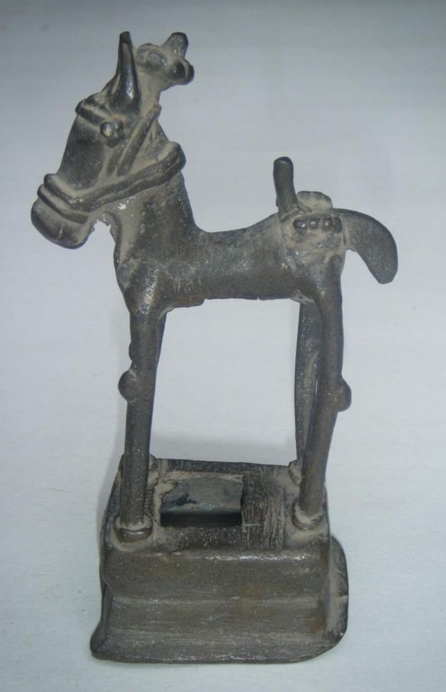 Brass Horse of God Shiva & Parvati Old Traditional Indian Rare Antiques #585
