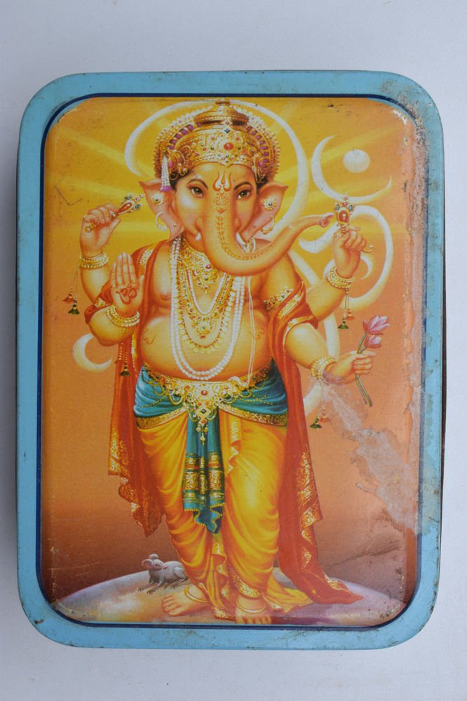 Old Sweets Tin Box, Rare Collectible Litho Printed Tin Boxes India #1398