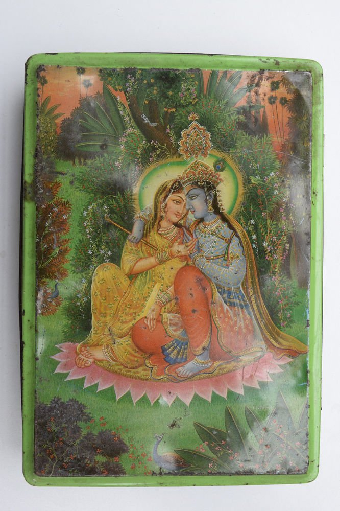 Old Sweets Tin Box, Rare Collectible Litho Printed Tin Boxes India #1441
