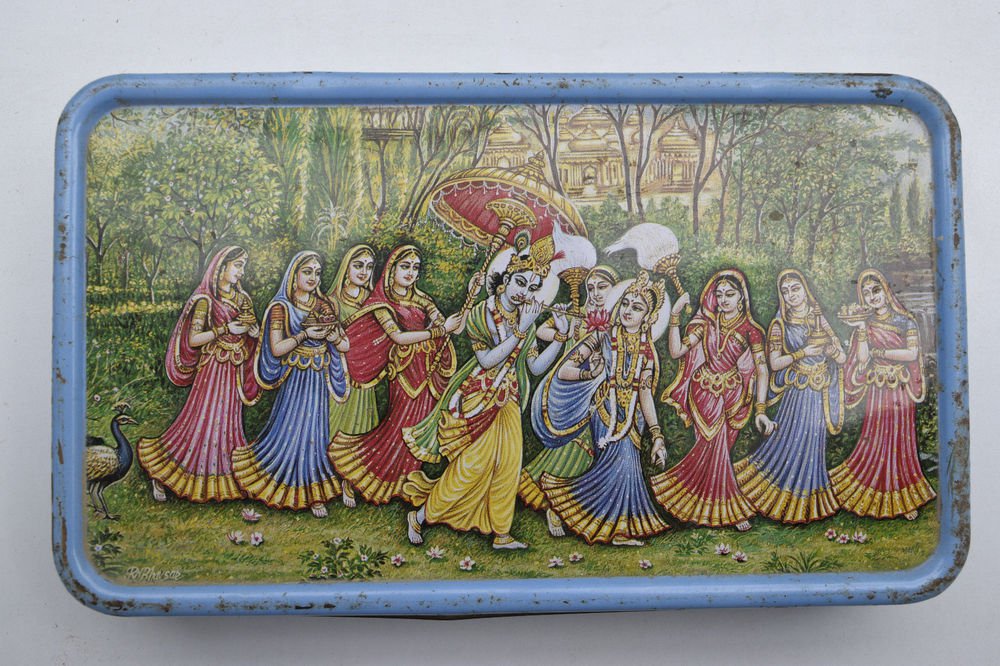 Old Sweets Tin Box, Rare Collectible Litho Printed Tin Boxes India #1446