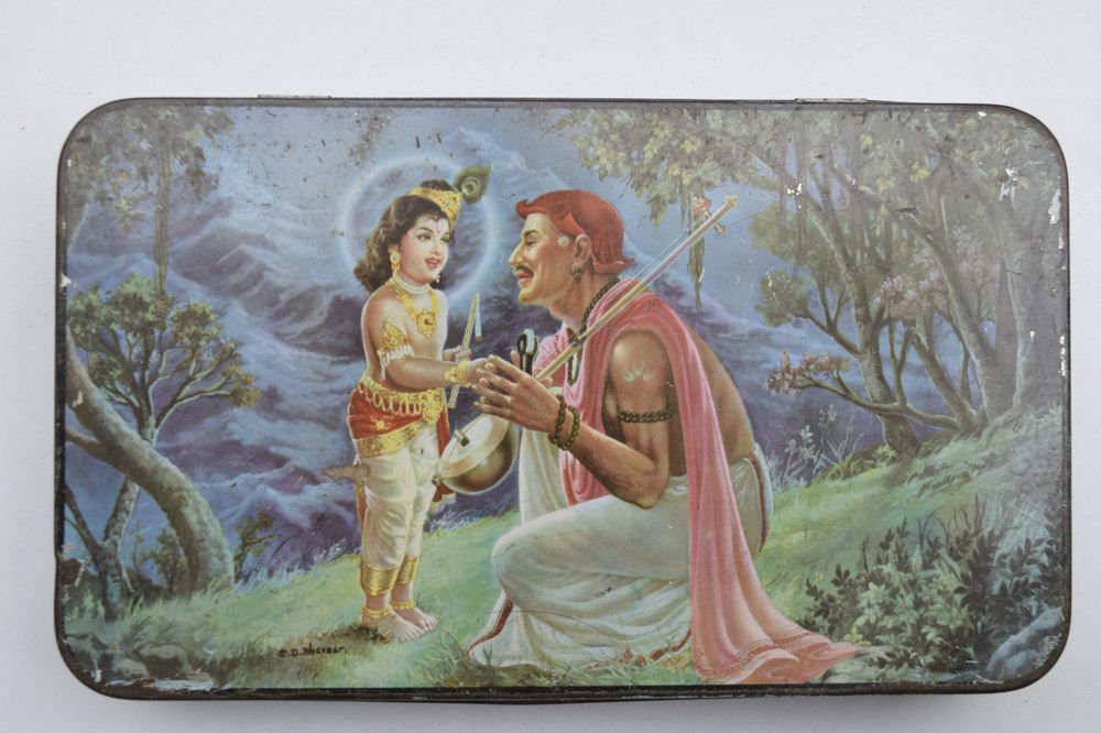 Old Sweets Tin Box, Rare Collectible Litho Printed Tin Boxes India #1455