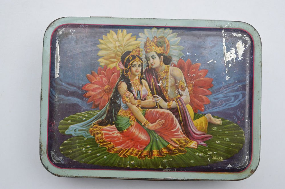 Old Sweets Tin Box, Rare Collectible Litho Printed Tin Boxes India #1449