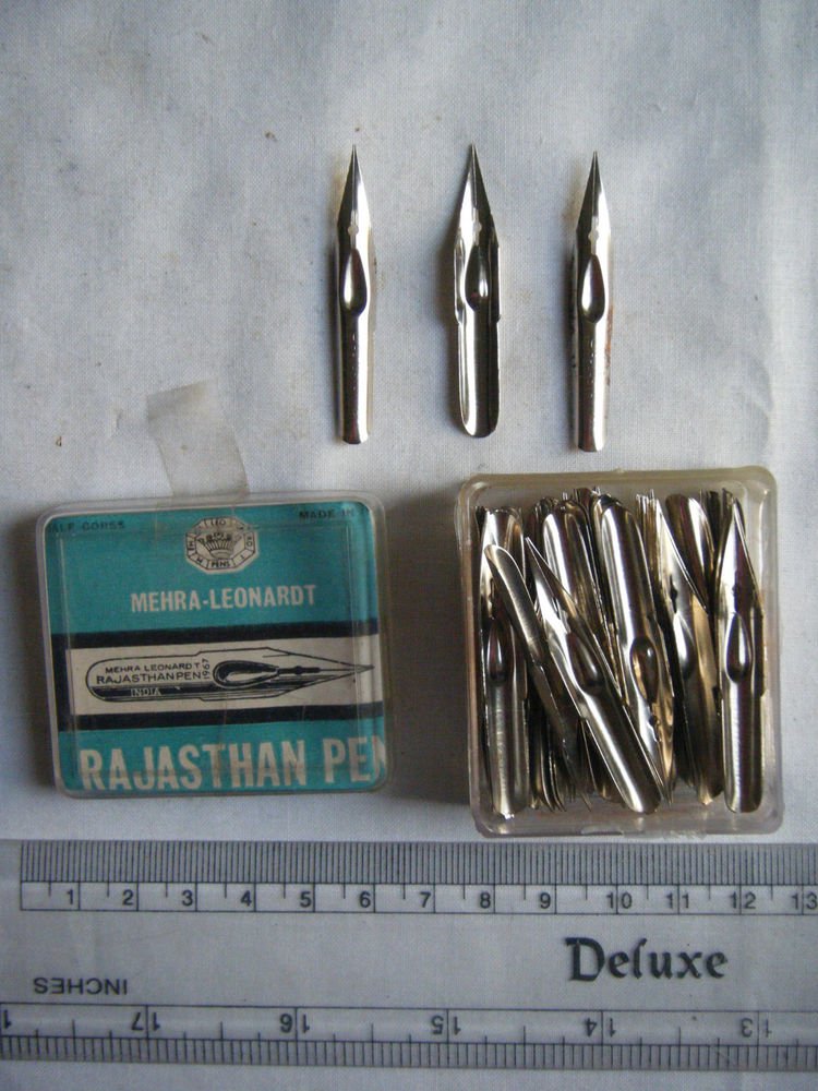 Mehra Leonardt Rajasthan 1967 Old Rare Pen Nibs Lot Original Old Tin Box #263