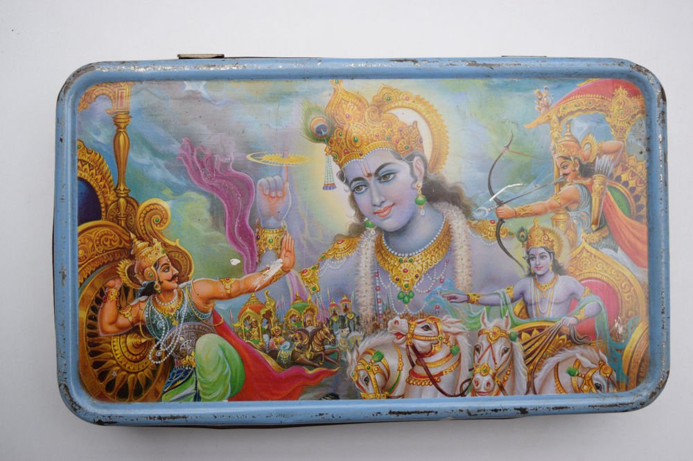 Old Sweets Tin Box, Rare Collectible Litho Printed Tin Boxes India #1431