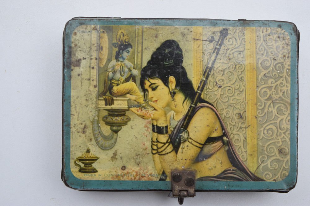 Old Sweets Tin Box, Rare Collectible Litho Printed Tin Boxes India #1451