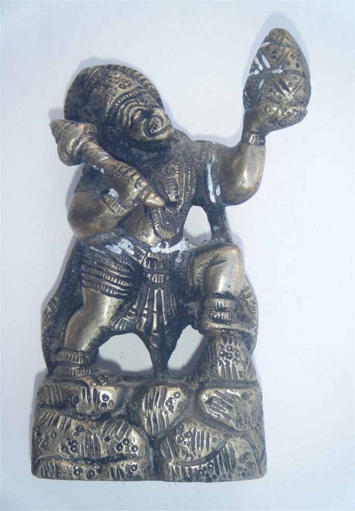 Brass HANUMAN Statue Antique Collectible Artifact India Hindu Monkey God #974