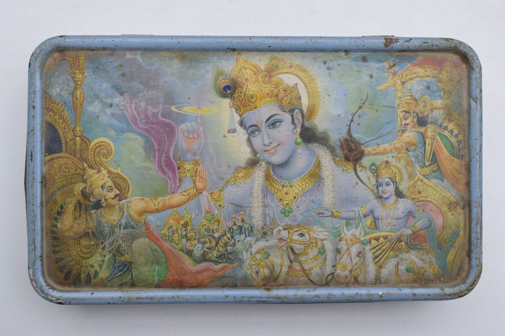 Old Sweets Tin Box, Rare Collectible Litho Printed Tin Boxes India #1458