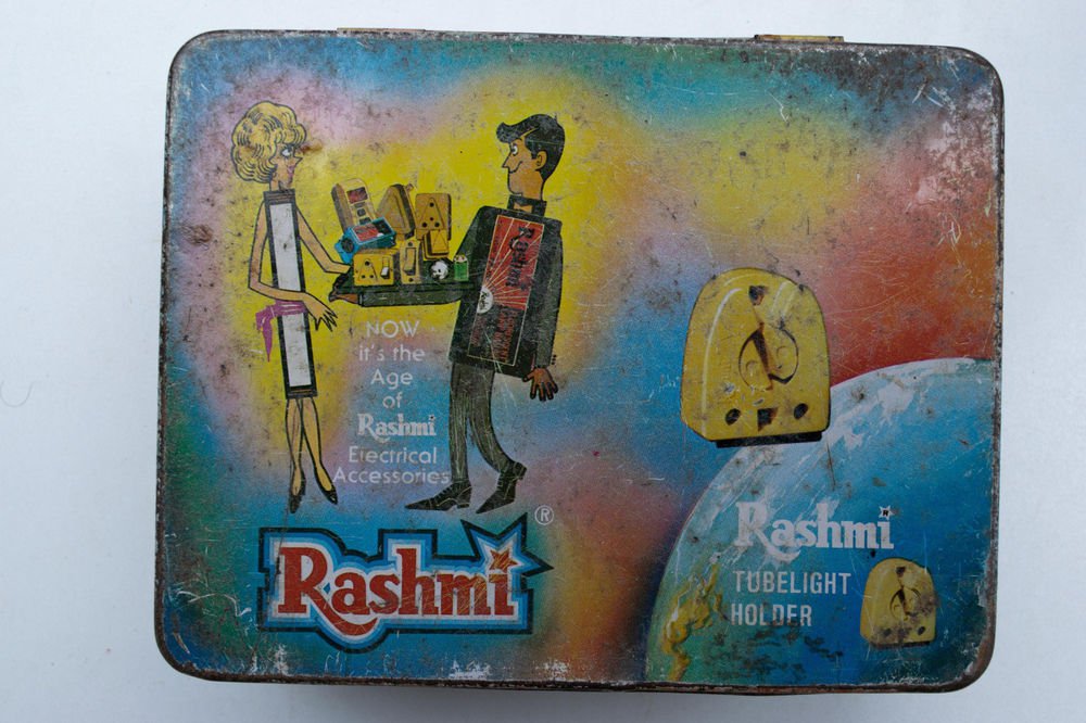 Old Sweets Tin Box, Rare Collectible Litho Printed Tin Boxes India #1489