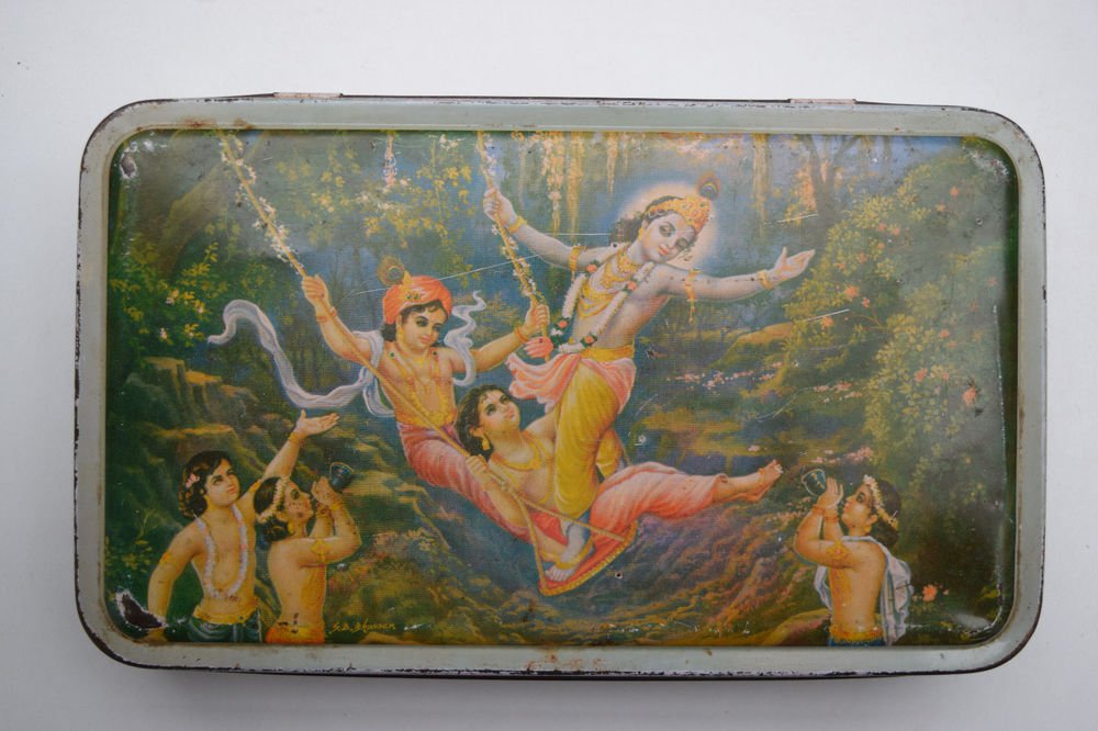 Old Sweets Tin Box, Rare Collectible Litho Printed Tin Boxes India #1432