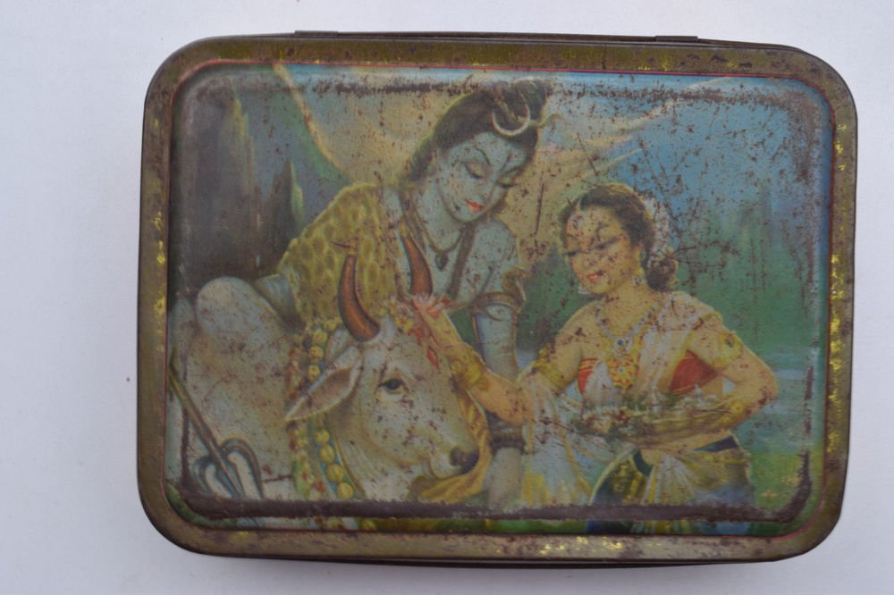 Old Sweets Tin Box, Rare Collectible Litho Printed Tin Boxes India #1382