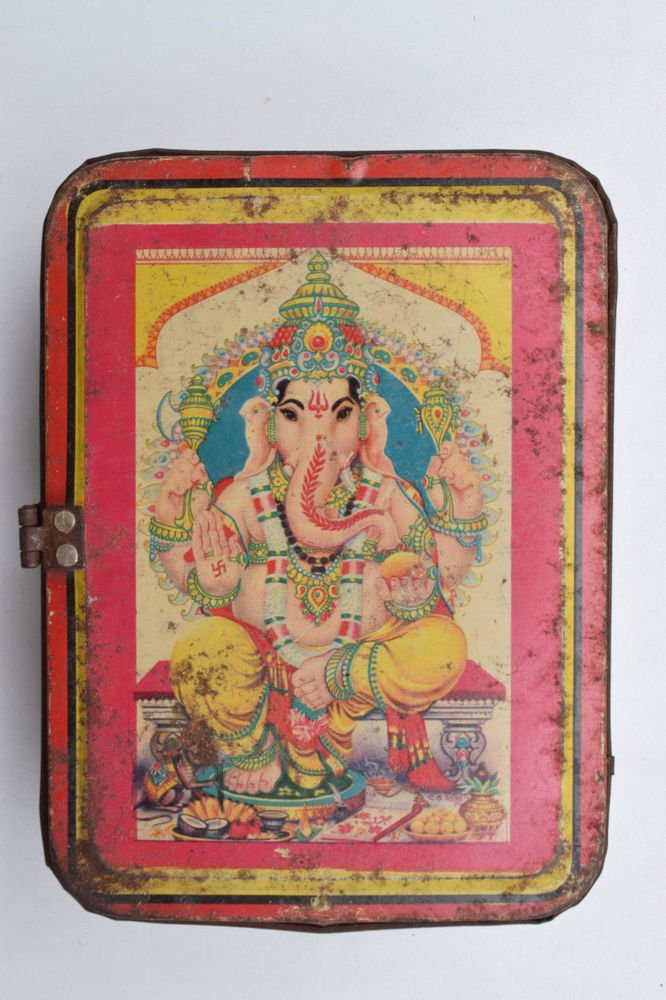 Old Sweets Tin Box, Rare Collectible Litho Printed Tin Boxes India #1396