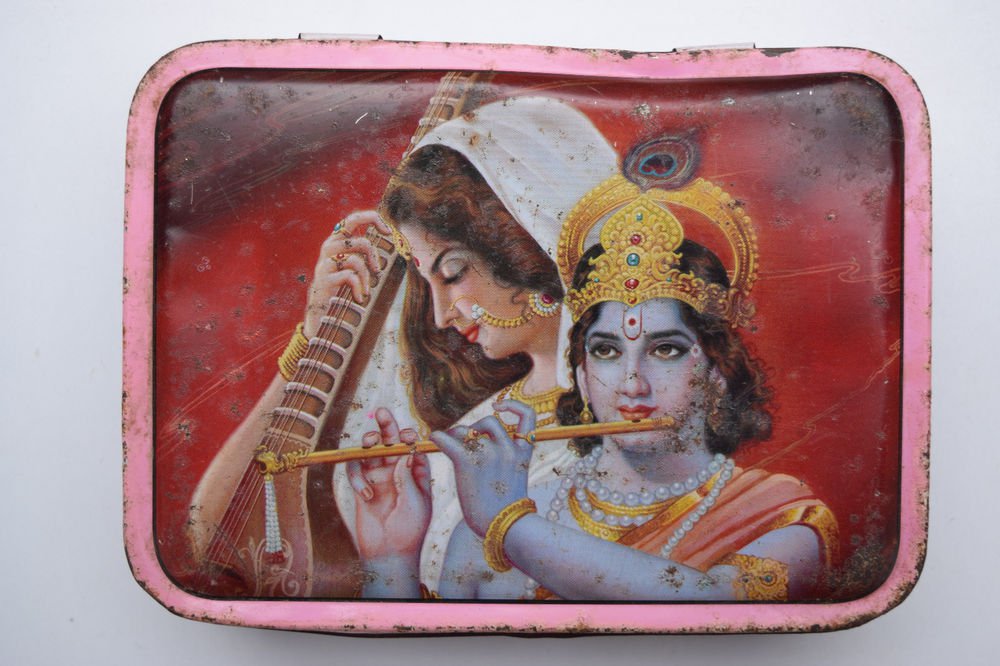Old Sweets Tin Box, Rare Collectible Litho Printed Tin Boxes India #1427