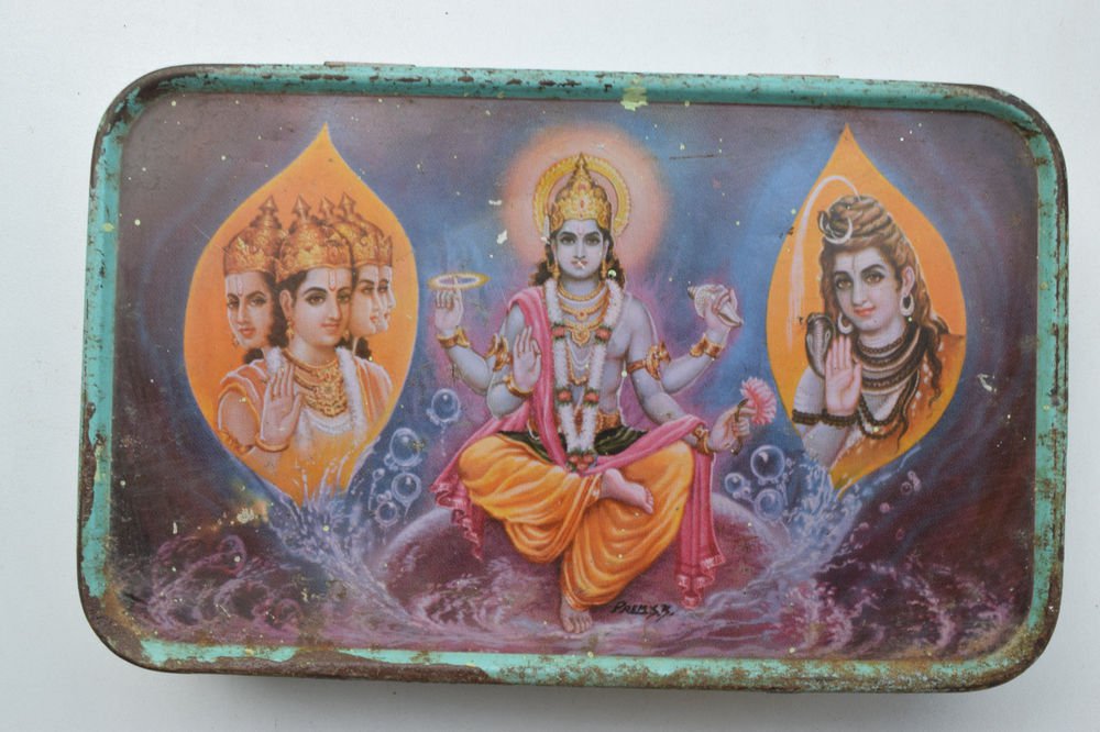 Old Sweets Tin Box, Rare Collectible Litho Printed Tin Boxes India #1364