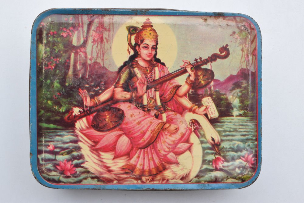 Old Sweets Tin Box, Rare Collectible Litho Printed Tin Boxes India #1377