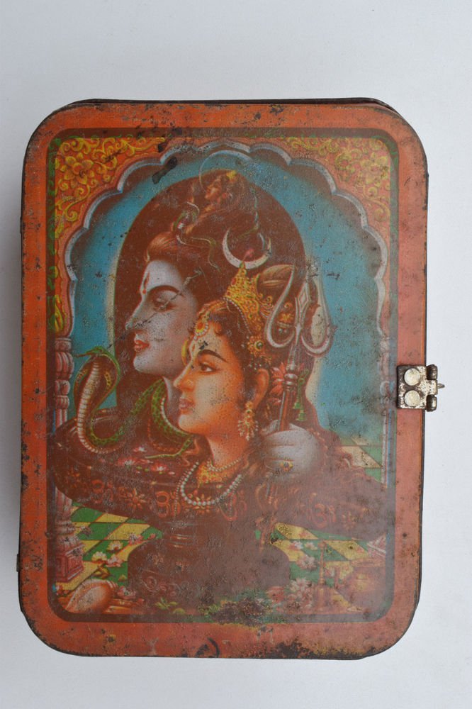 Old Sweets Tin Box, Rare Collectible Litho Printed Tin Boxes India #1378