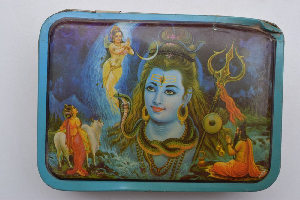 Old Sweets Tin Box, Rare Collectible Litho Printed Tin Boxes India #1384
