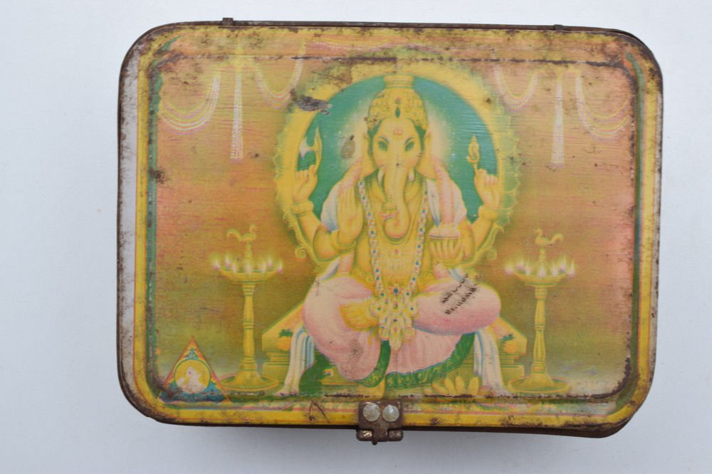 Old Sweets Tin Box, Rare Collectible Litho Printed Tin Boxes India #1397