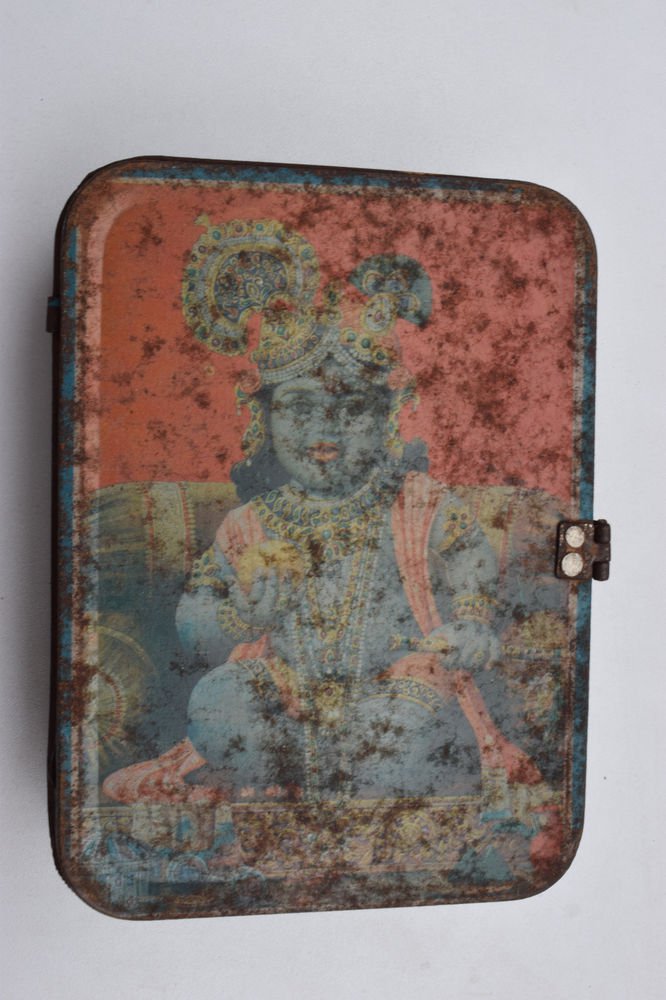 Old Sweets Tin Box, Rare Collectible Litho Printed Tin Boxes India #1419