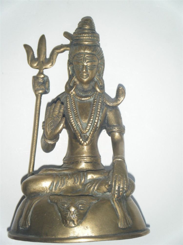 Brass Shiva Head Antique Statue Rare Collectible Artifact India Hindu God #878