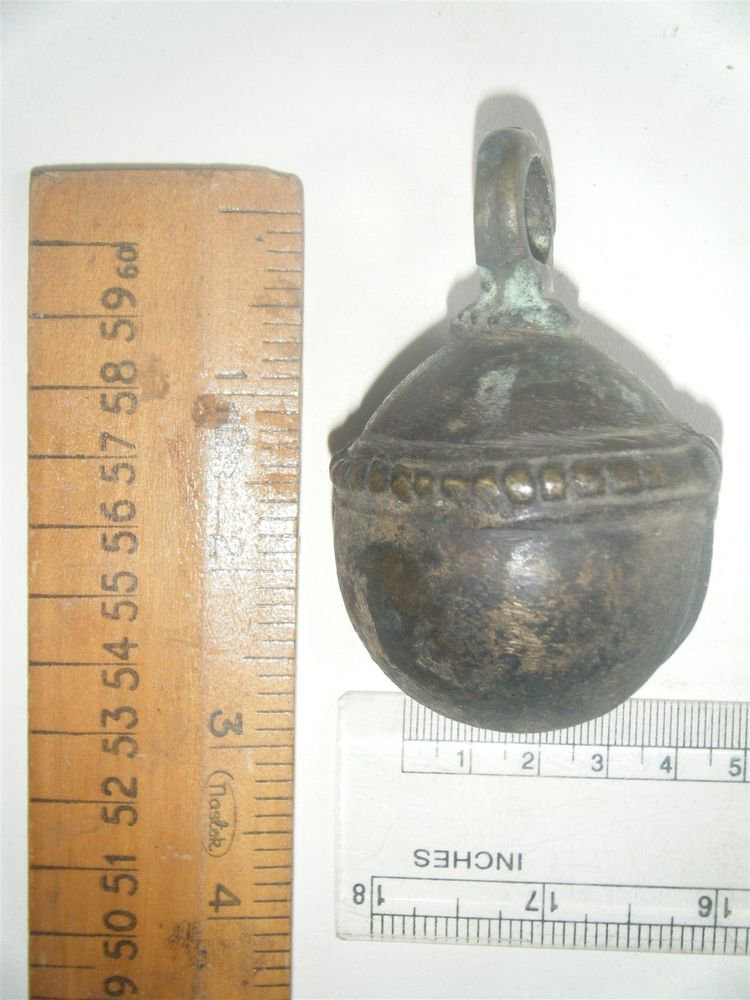 Cow bell Antique Indian Ethnic Rare Brass Metal, Old Bull Bell India Rare #546