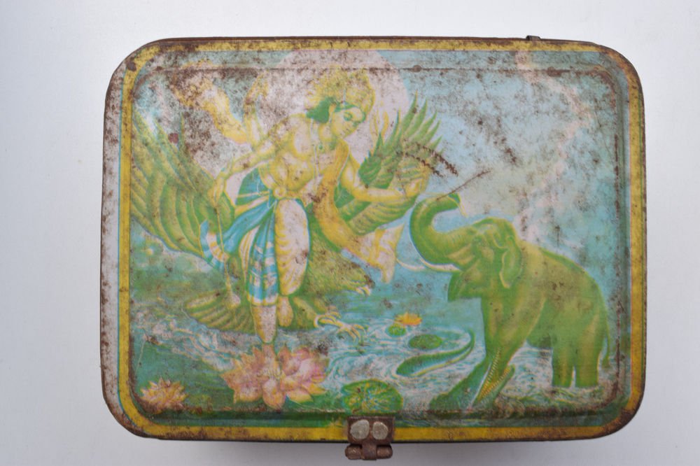 Old Sweets Tin Box, Rare Collectible Litho Printed Tin Boxes India #1365