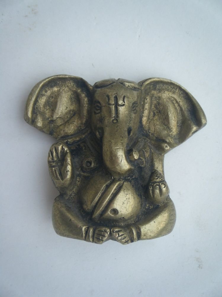 Collectible God GANESHA India Temple Worship Statue Brass Elephant God Small#727