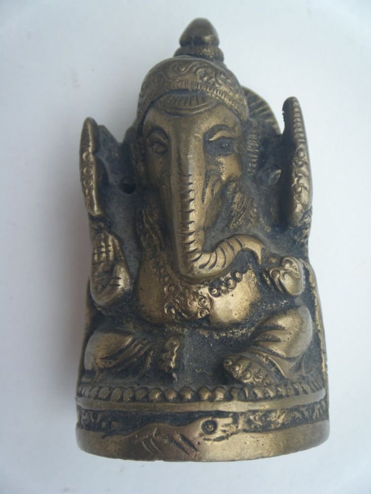 Collectible God GANESHA India Temple Worship Statue Brass Elephant God Small#724