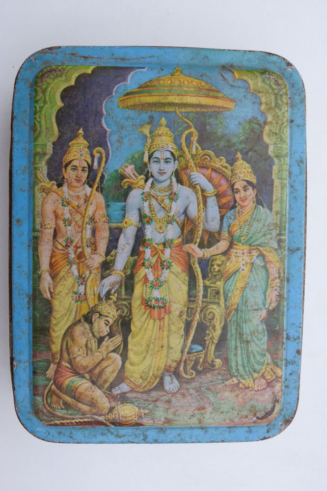 Old Sweets Tin Box, Rare Collectible Litho Printed Tin Boxes India #1350
