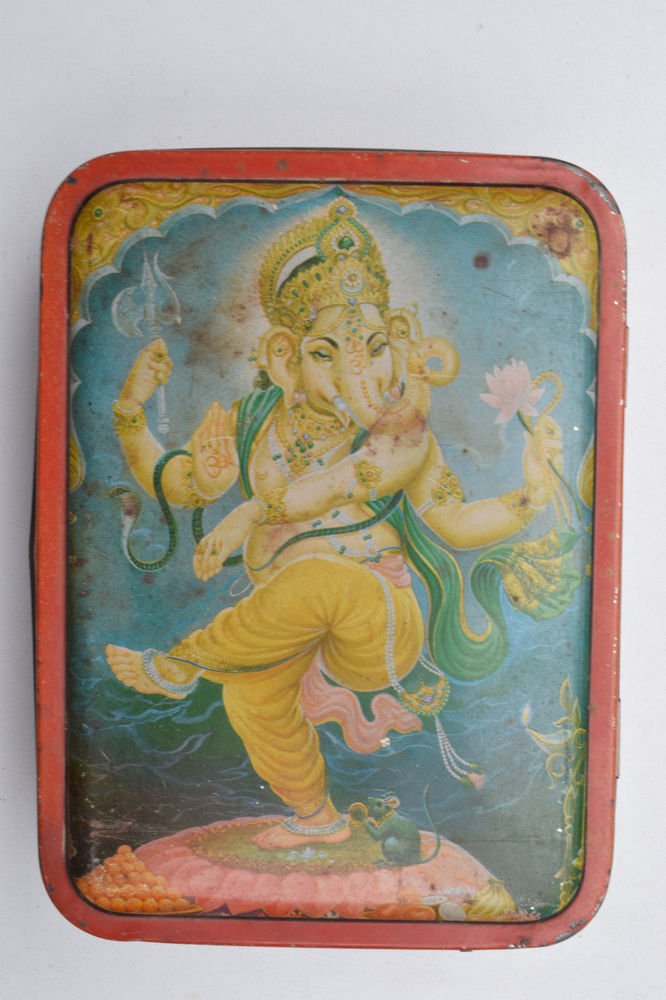 Old Sweets Tin Box, Rare Collectible Litho Printed Tin Boxes India #1403