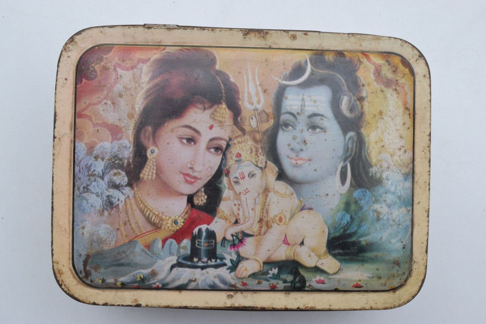 Old Sweets Tin Box, Rare Collectible Litho Printed Tin Boxes India #1381