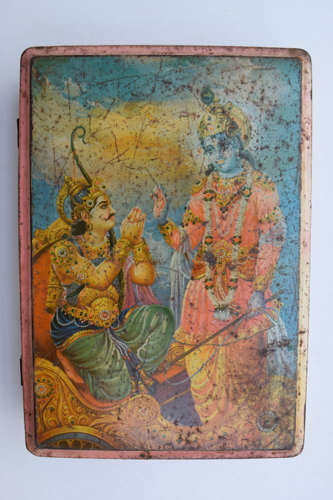 Old Sweets Tin Box, Rare Collectible Litho Printed Tin Boxes India #1358