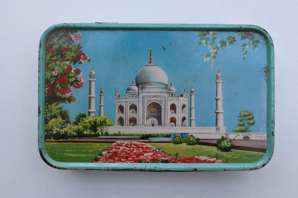 Old Sweets Tin Box, Rare Collectible Litho Printed Tin Boxes India #1346