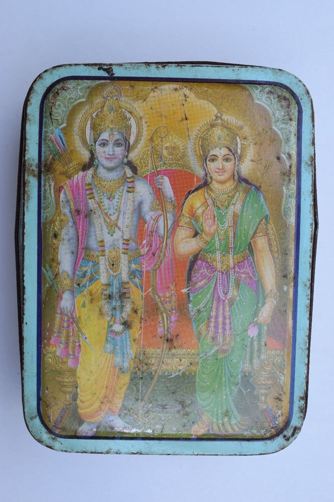 Old Sweets Tin Box, Rare Collectible Litho Printed Tin Boxes India #1348