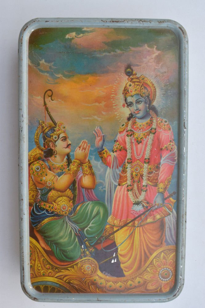 Old Sweets Tin Box, Rare Collectible Litho Printed Tin Boxes India #1355