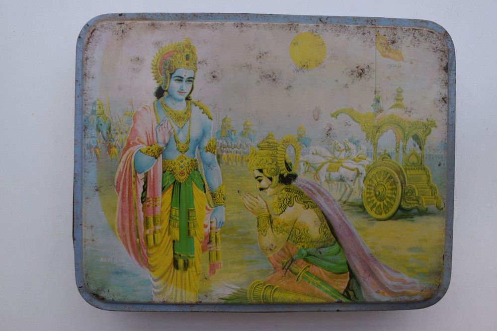 Old Sweets Tin Box, Rare Collectible Litho Printed Tin Boxes India #1359