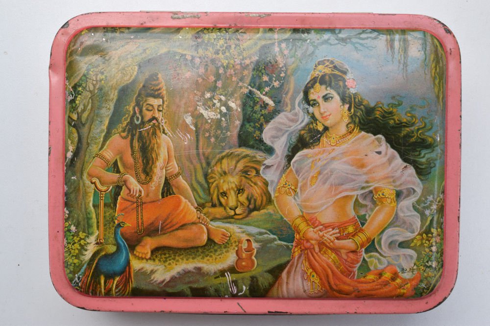 Old Sweets Tin Box, Rare Collectible Litho Printed Tin Boxes India #1366