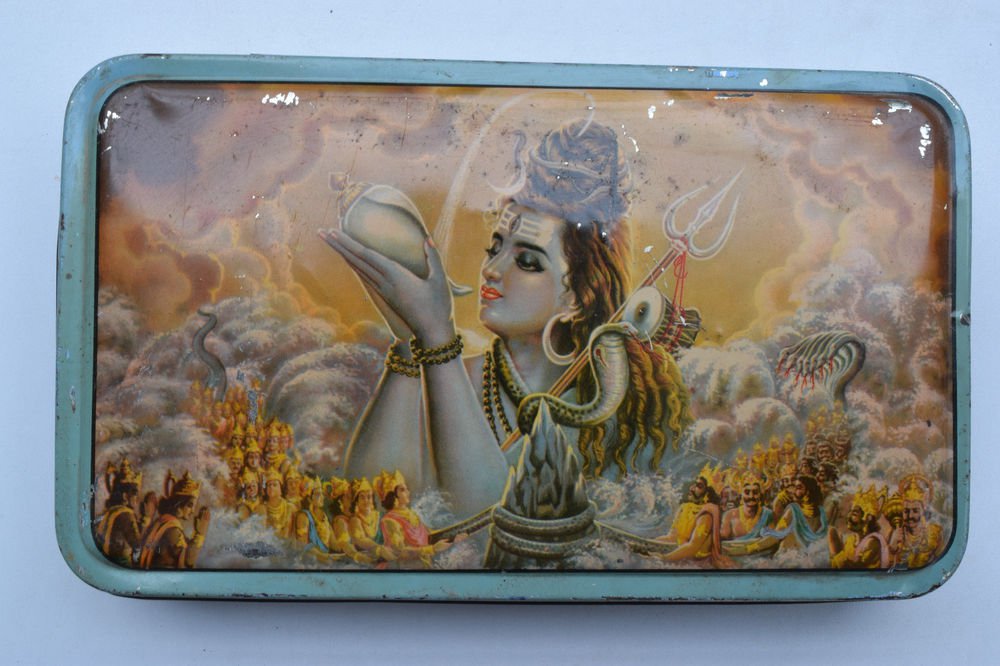 Old Sweets Tin Box, Rare Collectible Litho Printed Tin Boxes India #1388