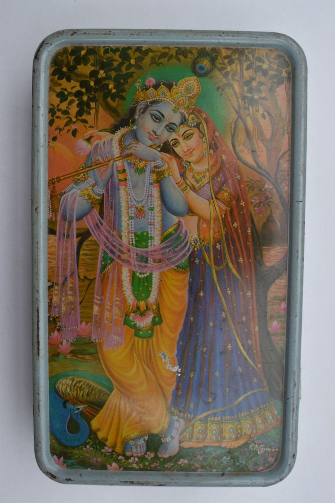 Old Sweets Tin Box, Rare Collectible Litho Printed Tin Boxes India #1411