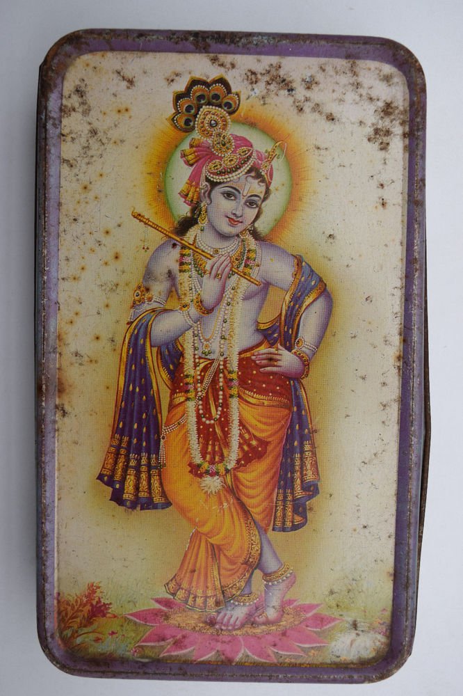 Old Sweets Tin Box, Rare Collectible Litho Printed Tin Boxes India #1422