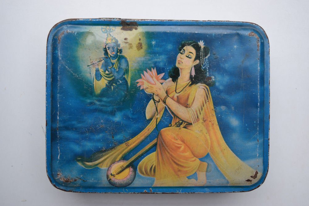 Old Sweets Tin Box, Rare Collectible Litho Printed Tin Boxes India #1428