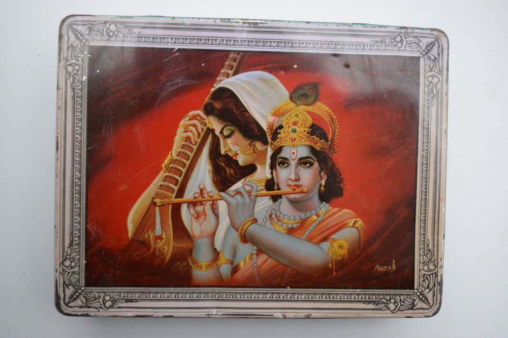 Old Sweets Tin Box, Rare Collectible Litho Printed Tin Boxes India #1430
